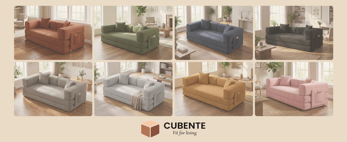 78.8" Convertible Sofa Bed,Corduroy Futon Couch with Storage Pocket,Folding Pull Out Futon Sofa,No Assembly Boneless Couch for Living Room,Green