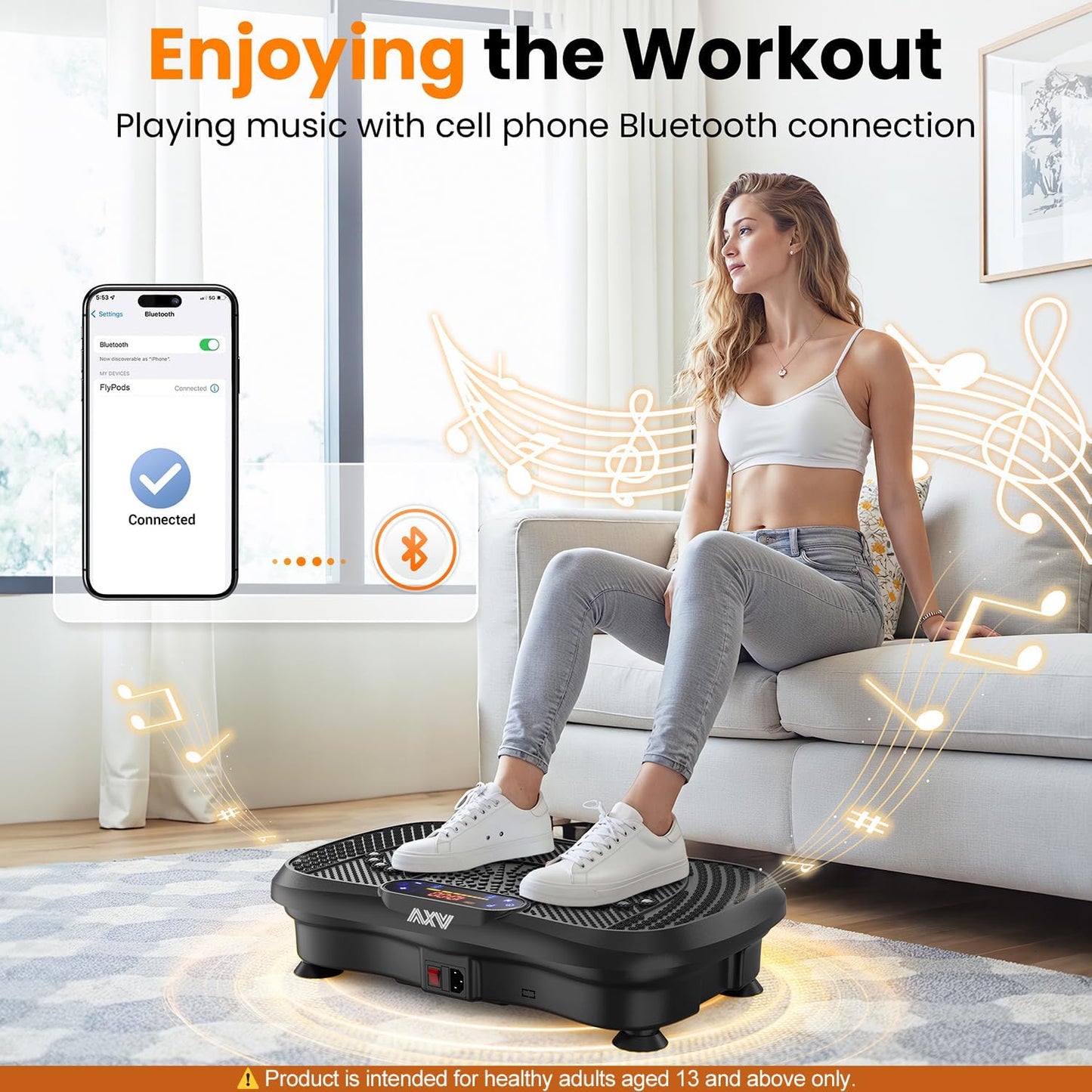 AXV Vibration Plate Fitness Platform Exercise Machine Vibrating Shaking Full Body Shaker Workout Vibrate Stand Shake Board Sport Gym for Weight Loss Fat Burner for Women Men
