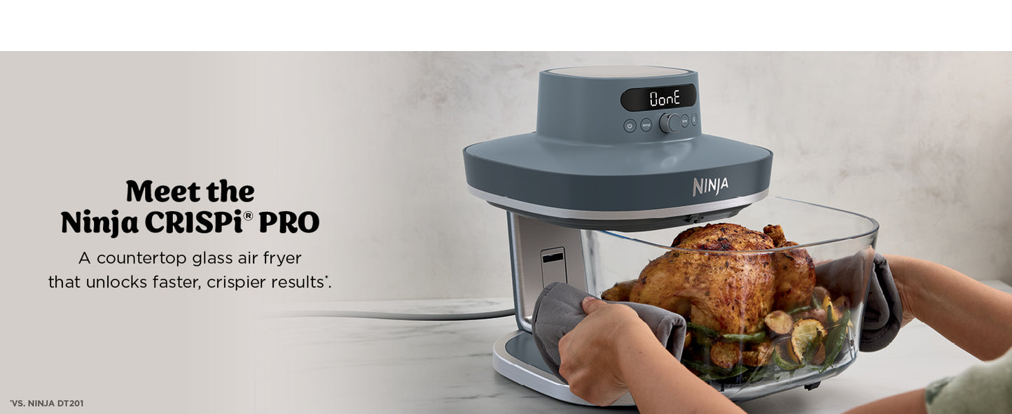 Ninja Crispi Pro 6-in-1 Glass Air Fryer | 450°F, Nontoxic, 6qt & 2.5qt Containers & Lids | Microwave, Freezer, Dishwasher Safe | Max Crisp, Air Fry, Bake, Roast, Recrisp, Dehydrate |Cyberspace AS101CY