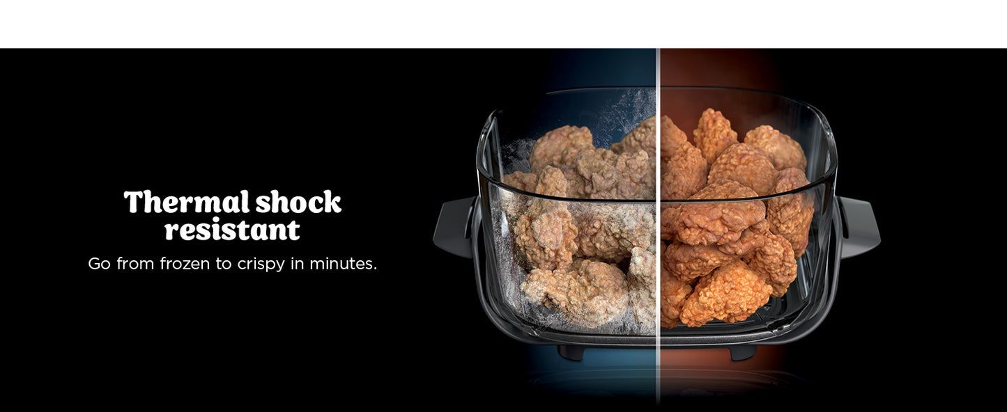 Ninja Crispi Pro 6-in-1 Glass Air Fryer | 450°F, Nontoxic, 6qt & 2.5qt Containers & Lids | Microwave, Freezer, Dishwasher Safe | Max Crisp, Air Fry, Bake, Roast, Recrisp, Dehydrate |Cyberspace AS101CY