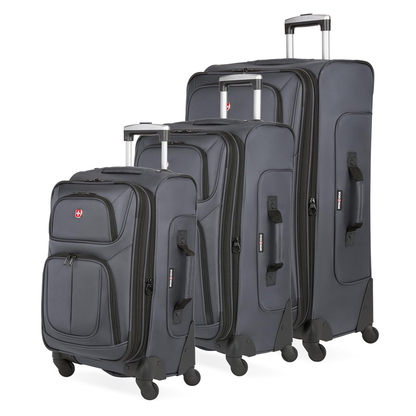SwissGear Sion Softside Expandable Luggage with Spinner Wheels, Dark Grey, 2-Piece Set (21/25)