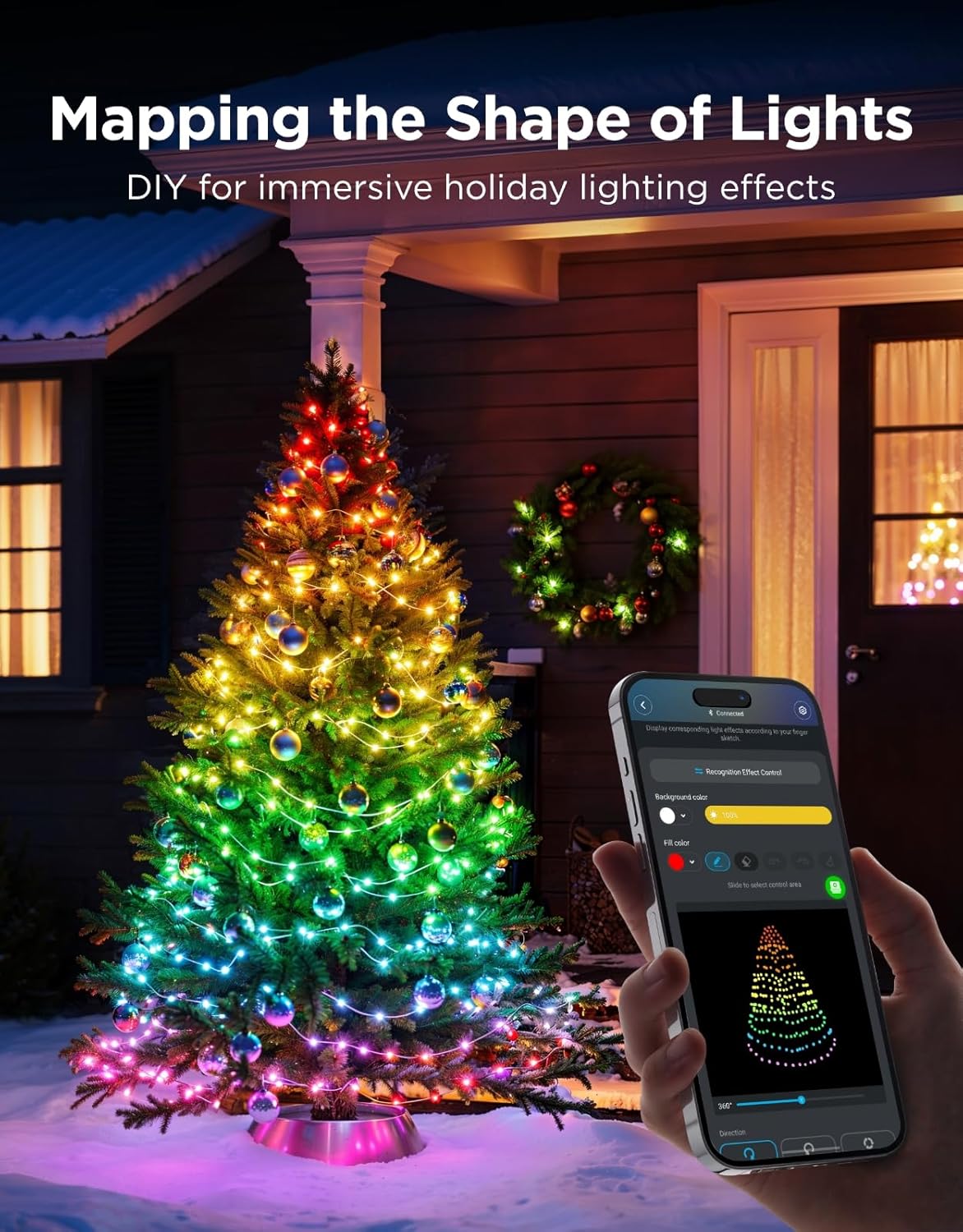 Govee Christmas Lights 2, RGBWIC 99FT 300LEDs Holiday String Lights with Shape Mapping Function, Smart LED Decoration for Indoor Outdoor Tree, 130+ Preset Scenes, Voice and APP Control, Green Wire