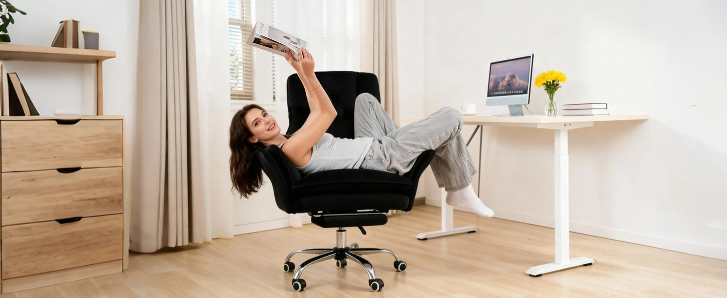 Big and Tall Office Chair, Flip Armrests for Pets & Cross Legged Sitting, Executive Ergonomic Computer Gaming Chair with Foot Rest, Premium Tech Fabric Wide Seat Reclining Desk Chair