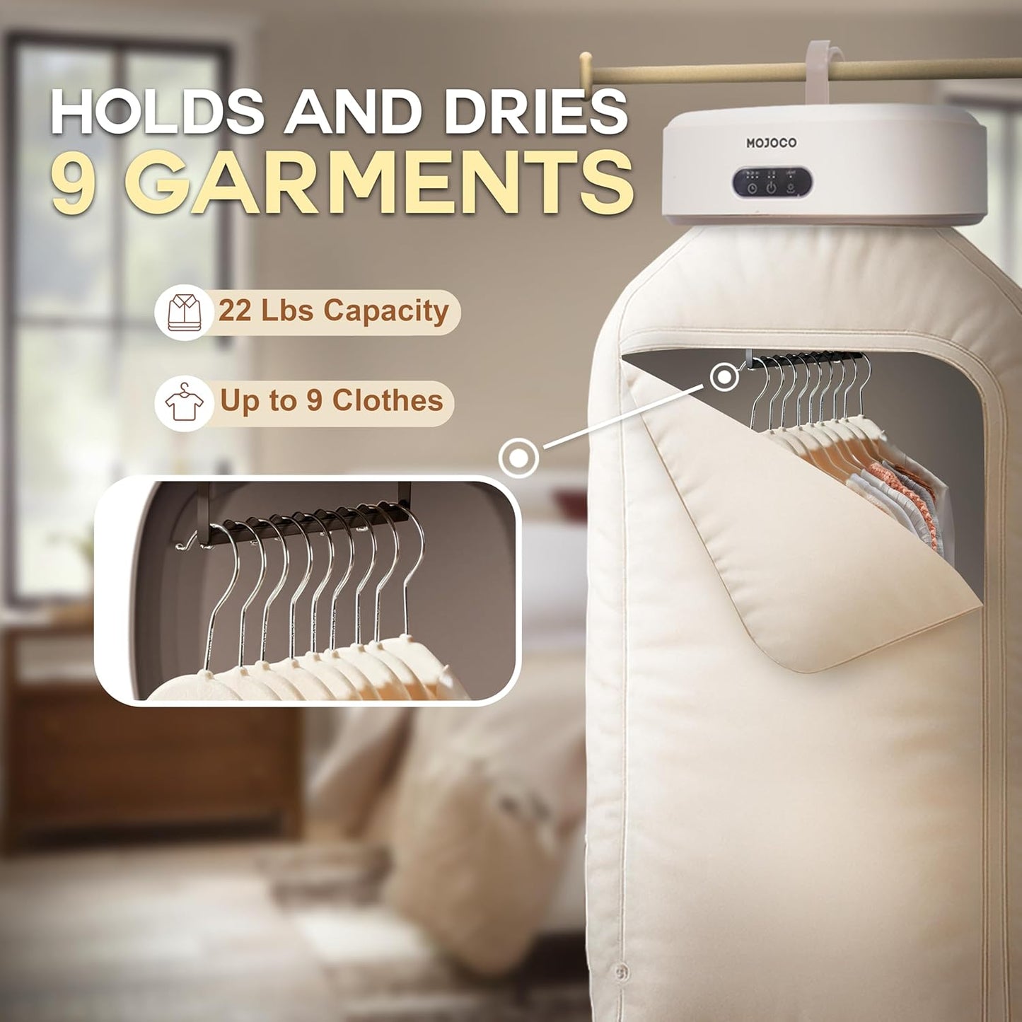 Portable Clothes Dryer - Mini/Compact Dryer for Apartment, RV, Travel - Small Quiet Fast-Drying Machine with Adjustable Timer & Hassle-Free Setup