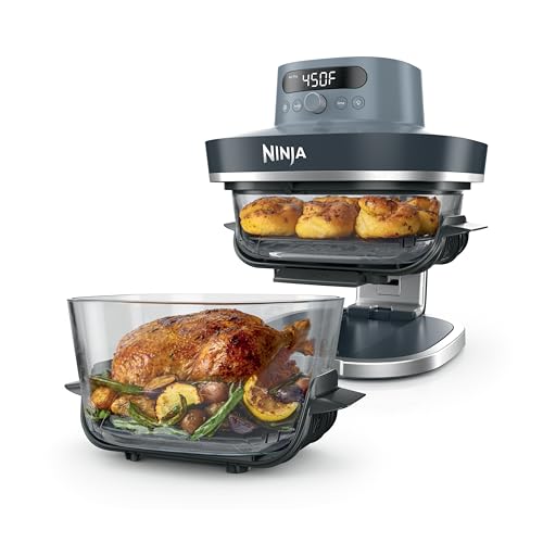 Ninja Crispi Pro 6-in-1 Glass Air Fryer | 450°F, Nontoxic, 6qt & 2.5qt Containers & Lids | Microwave, Freezer, Dishwasher Safe | Max Crisp, Air Fry, Bake, Roast, Recrisp, Dehydrate |Cyberspace AS101CY