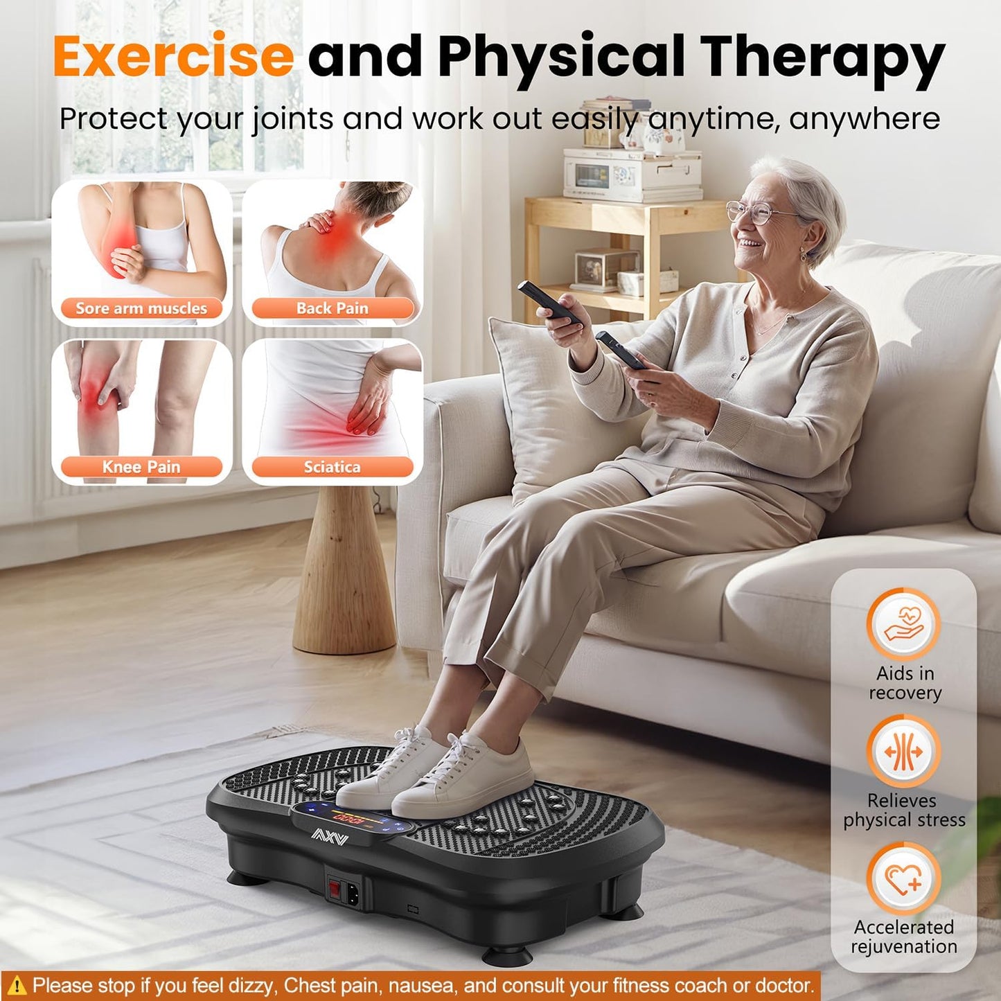 AXV Vibration Plate Fitness Platform Exercise Machine Vibrating Shaking Full Body Shaker Workout Vibrate Stand Shake Board Sport Gym for Weight Loss Fat Burner for Women Men