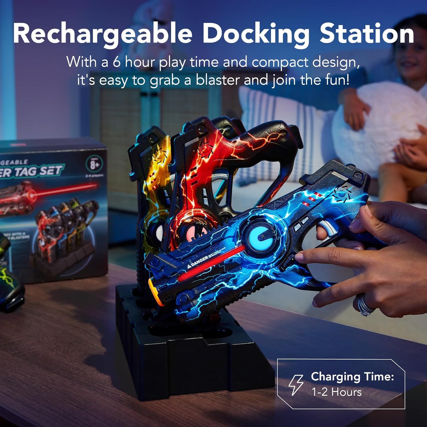 🔫 VoltStrike™ Rechargeable Laser Tag Set (4 Blasters + Charging Dock)