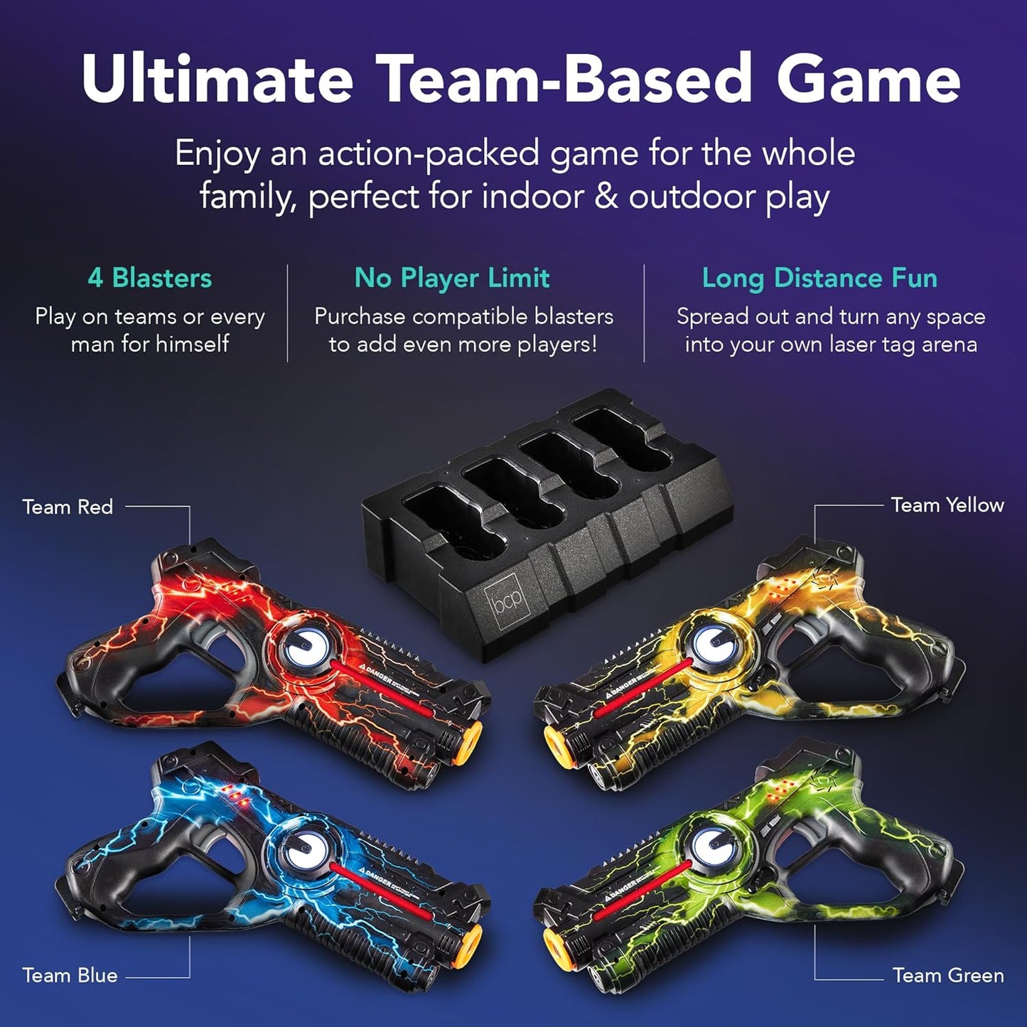 🔫 VoltStrike™ Rechargeable Laser Tag Set (4 Blasters + Charging Dock)