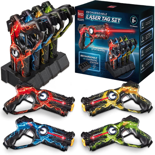 🔫 VoltStrike™ Rechargeable Laser Tag Set (4 Blasters + Charging Dock)