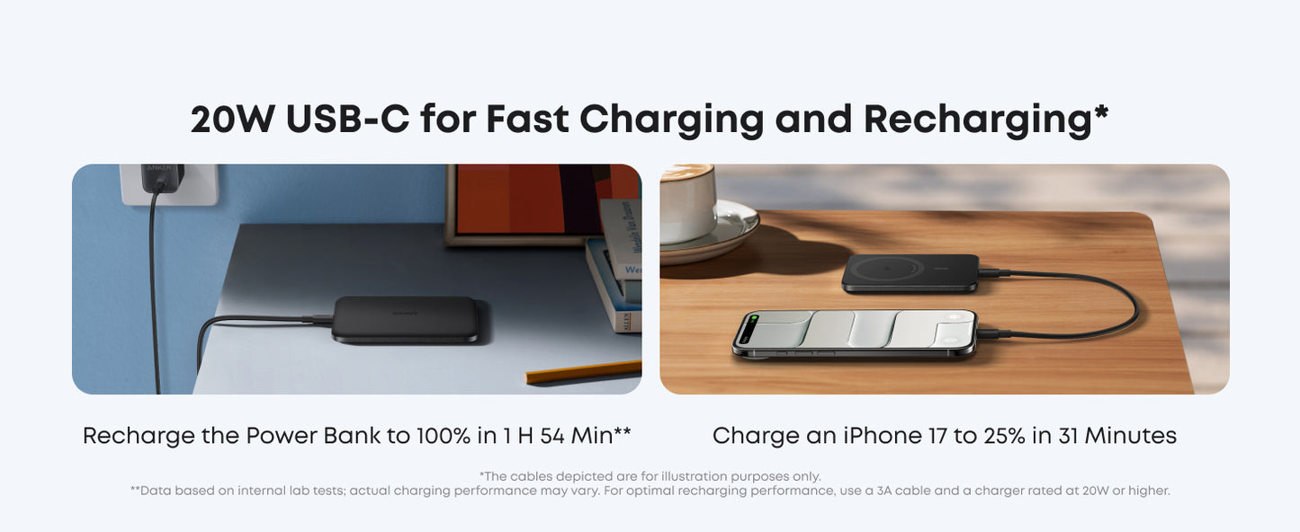 Anker Nano Power Bank, Ultra-Slim 5,000mAh Magnetic Wireless Charging Battery, Qi2 Certified 15W Max MagSafe-Compatible Portable Charger, Ergonomic Design, for iPhone Air/17/16 Series