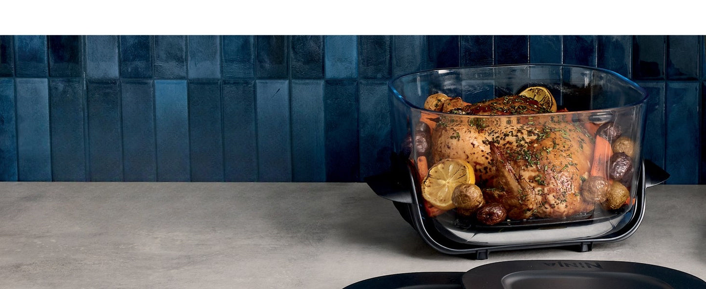 Ninja Crispi Pro 6-in-1 Glass Air Fryer | 450°F, Nontoxic, 6qt & 2.5qt Containers & Lids | Microwave, Freezer, Dishwasher Safe | Max Crisp, Air Fry, Bake, Roast, Recrisp, Dehydrate |Cyberspace AS101CY