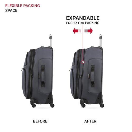 SwissGear Sion Softside Expandable Luggage with Spinner Wheels, Dark Grey, 2-Piece Set (21/25)