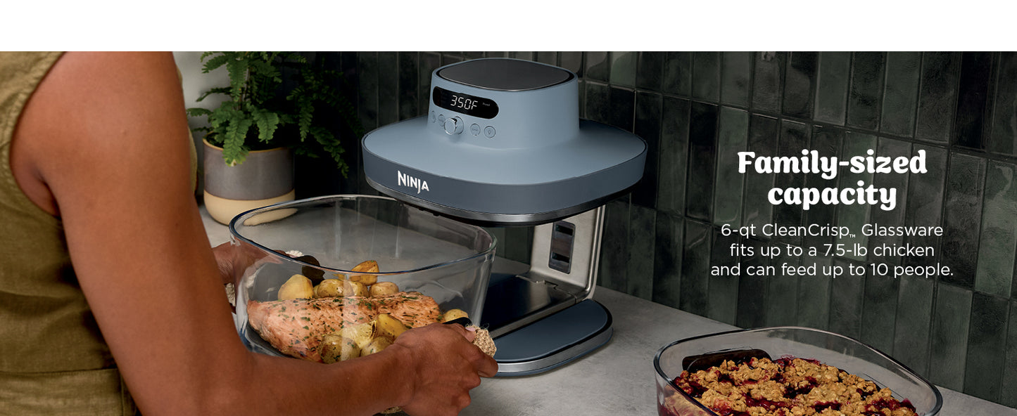 Ninja Crispi Pro 6-in-1 Glass Air Fryer | 450°F, Nontoxic, 6qt & 2.5qt Containers & Lids | Microwave, Freezer, Dishwasher Safe | Max Crisp, Air Fry, Bake, Roast, Recrisp, Dehydrate |Cyberspace AS101CY