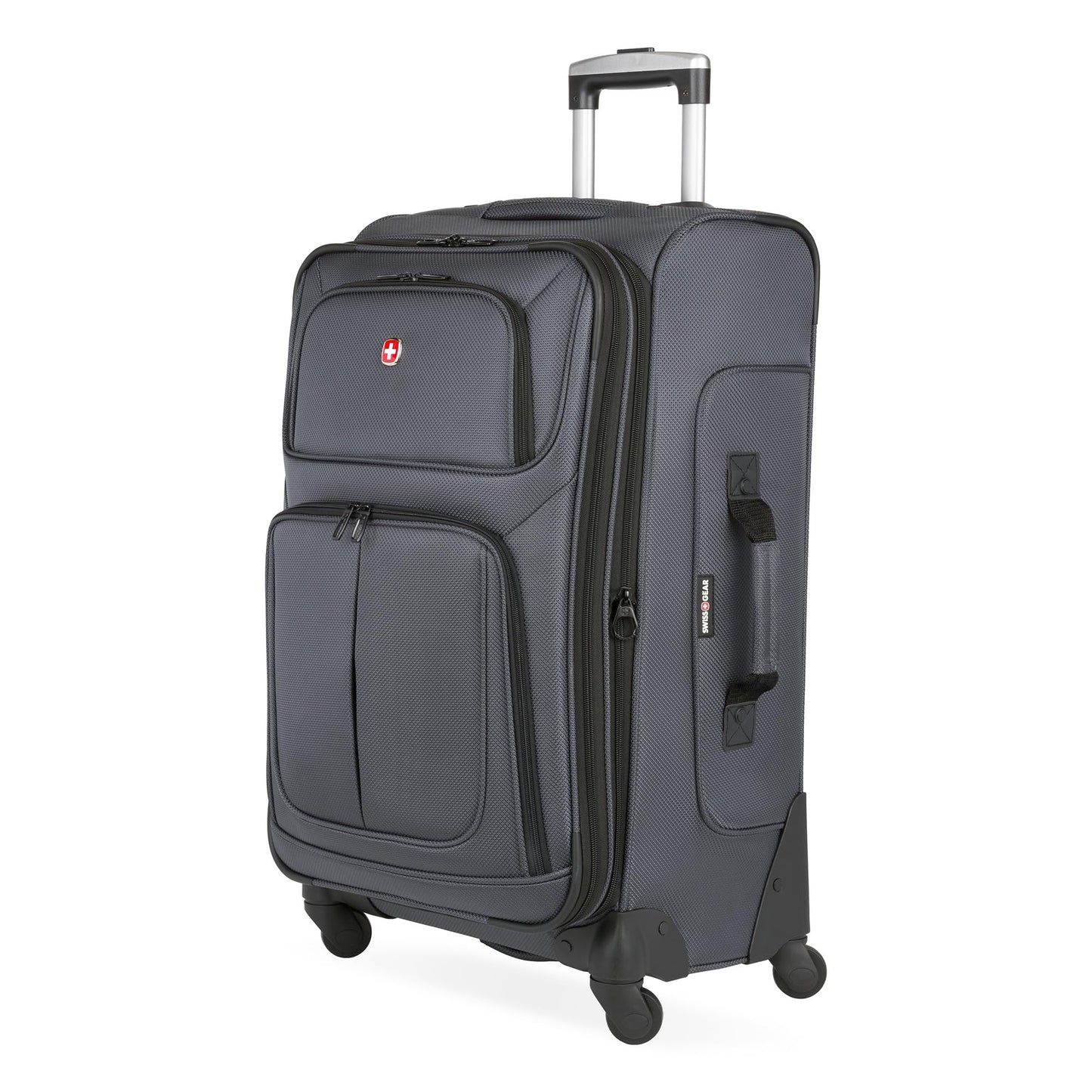 SwissGear Sion Softside Expandable Luggage with Spinner Wheels, Dark Grey, 2-Piece Set (21/25)