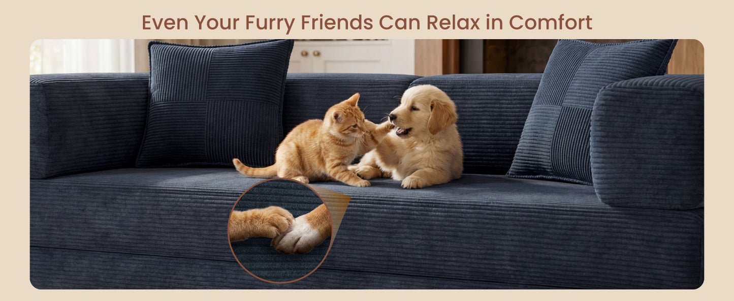 78.8" Convertible Sofa Bed,Corduroy Futon Couch with Storage Pocket,Folding Pull Out Futon Sofa,No Assembly Boneless Couch for Living Room,Green