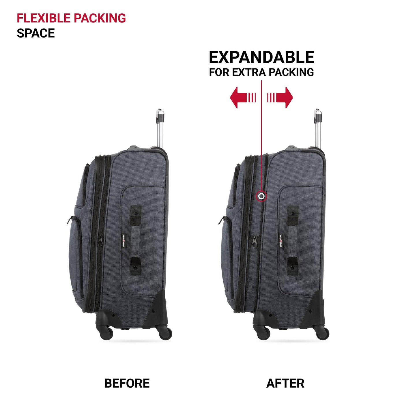 SwissGear Sion Softside Expandable Luggage with Spinner Wheels, Dark Grey, 2-Piece Set (21/25)